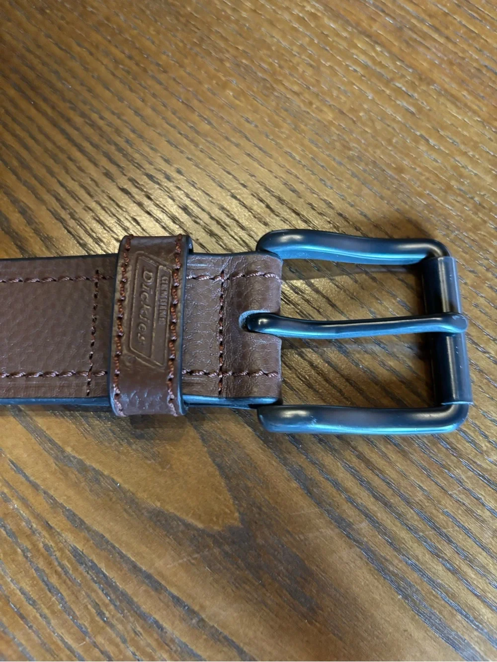 Dickies Genuine Leather Brown Belt Size 38 Matte Black Buckle 1.5” Wide
